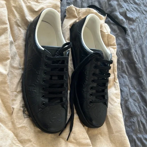 Gucci | Shoes | Black Gucci Ace Gg Embossed 7uk8us | Poshmark display picture 2